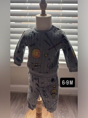Grey Space-Themed Kids Matching Set - 6-9M